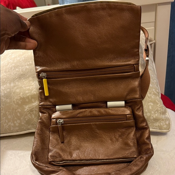 Mandarina Duck Brown Messenger Leather Crossbody Bag - Picture 4 of 16